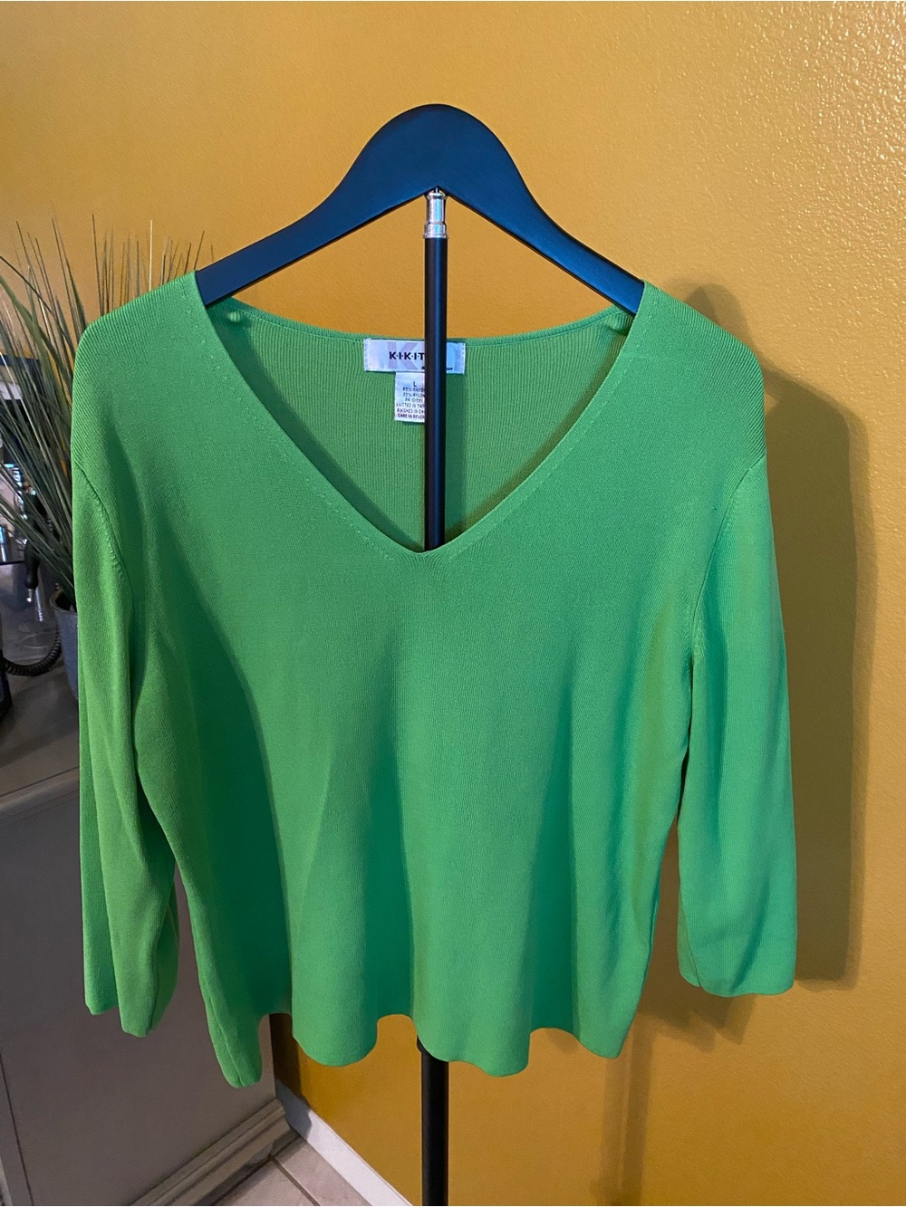 Vibrant Lime V-Neck Blouse
